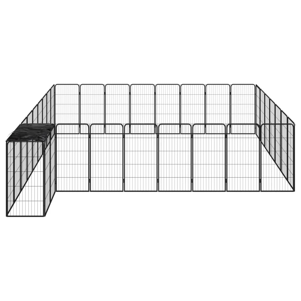 Recinto per cani 34 pannelli 50 x 100 cm acciaio verniciato a polvere nero 02_0043631