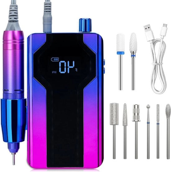 Fila unghie elettrica da 40000 giri al minuto con batteria ricaricabile - per manicure pedicure - inclusa 6 punte e 2 punte ceramica