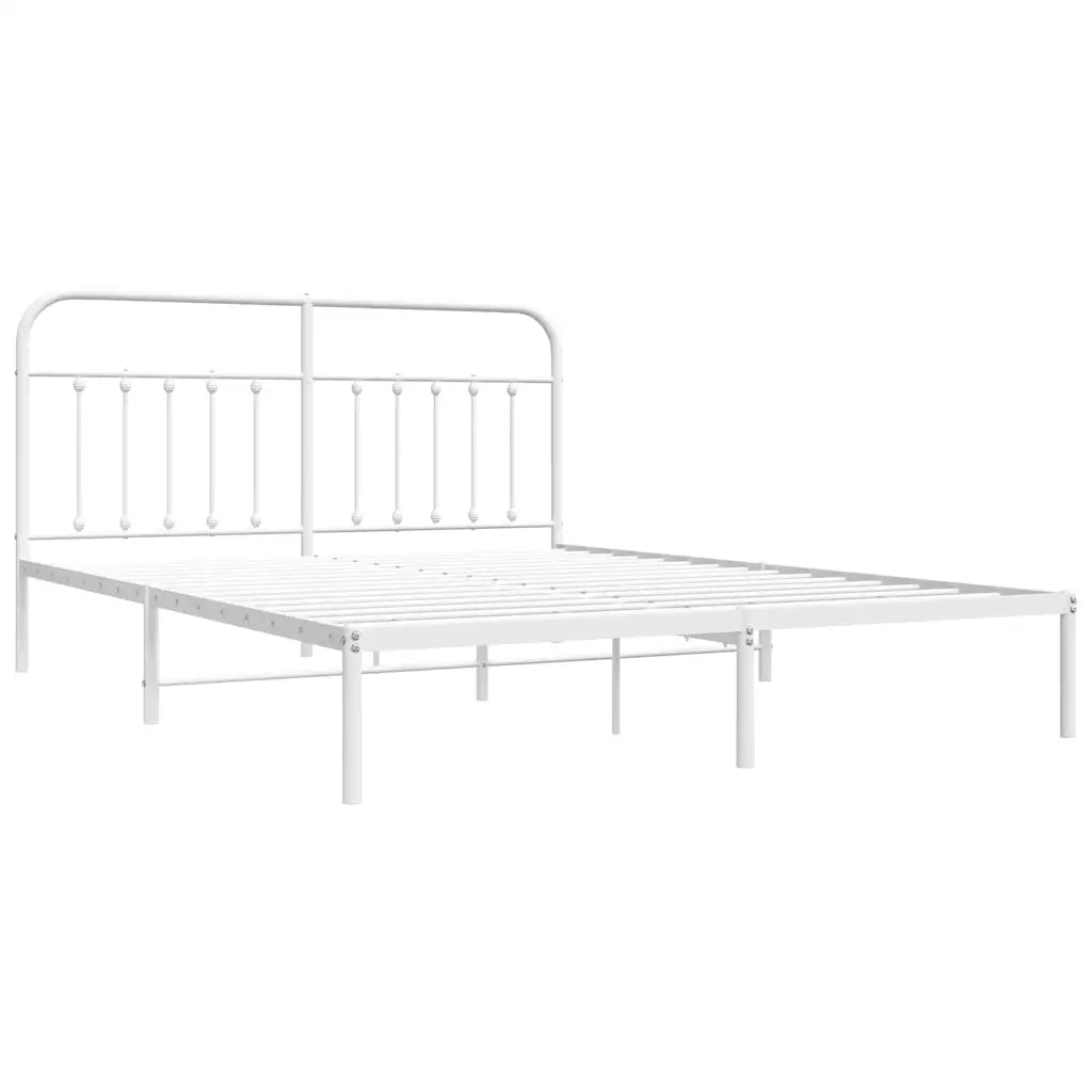 Letto matrimoniale | Letto per adulti | Giroletto con Testiera Metallo Bianco 180x200 cm