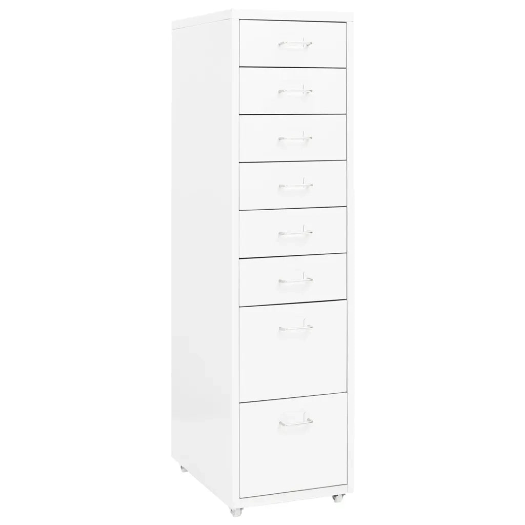 Schedario Mobile Bianco 28x41x109 cm in Metallo