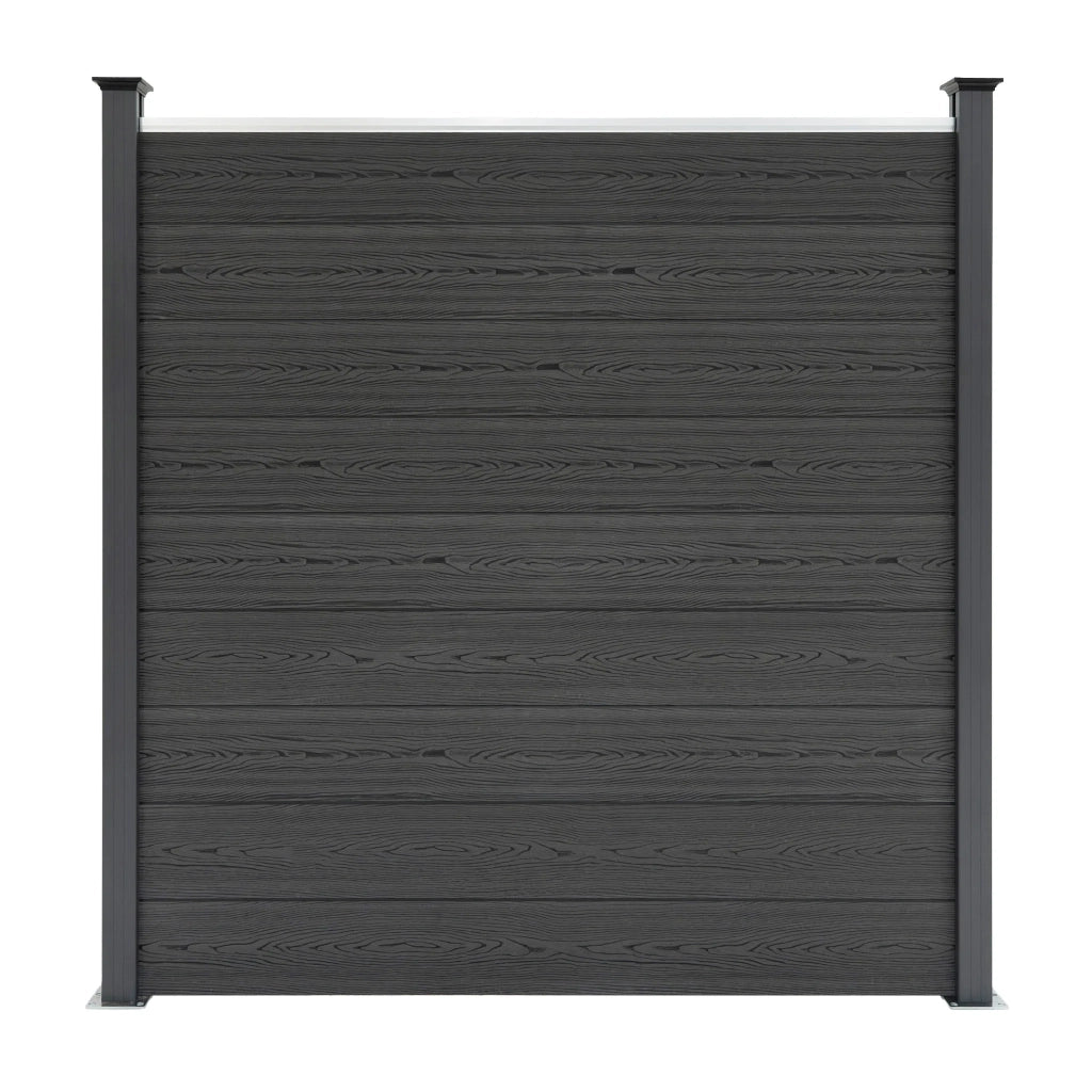 Pannelli Recinzione x9 + 10 Pali Alluminio LED Grigio Doghe PVC 185cm