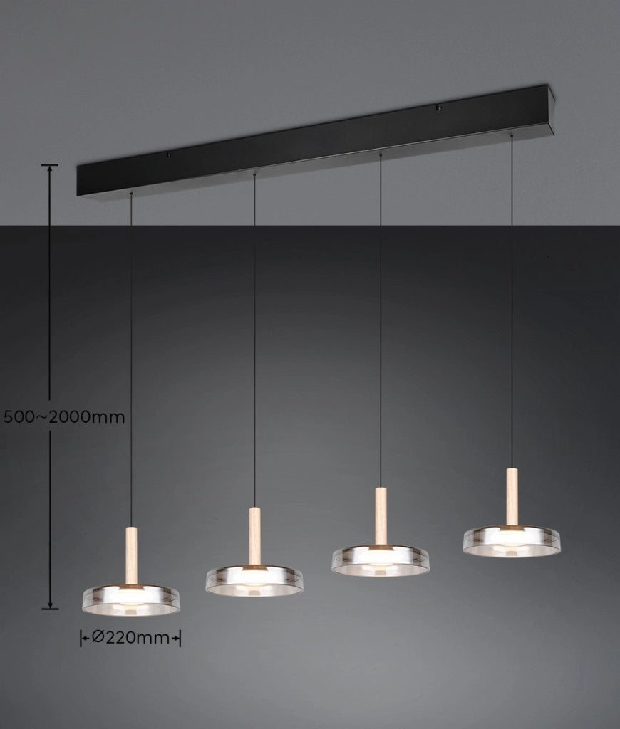 Lampada sospesa CELESTE Trio nera 4 vetri LED 3000K