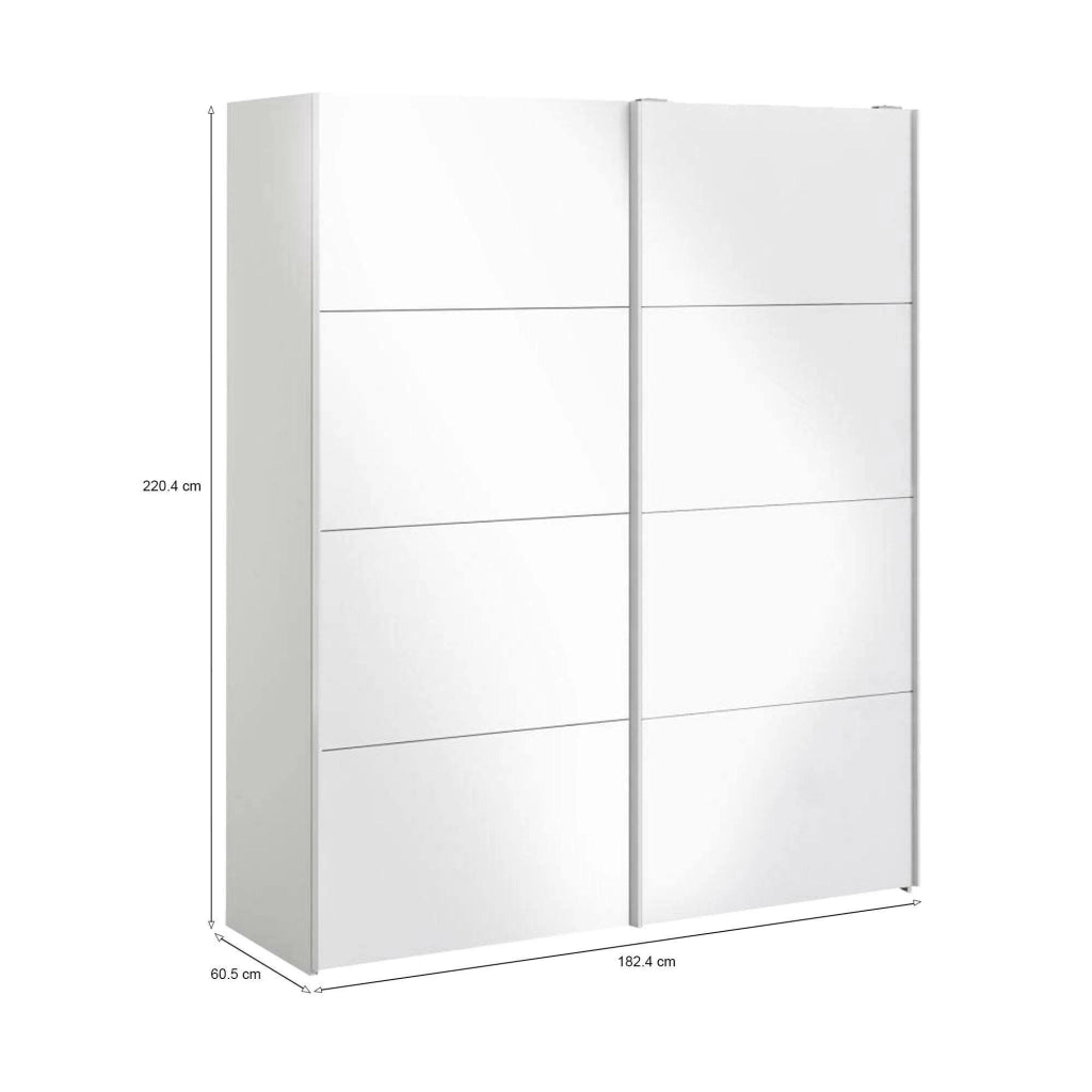 Guardaroba 2 ante Paeng, Mobile camera da letto, Cabina armadio portabiti, Armadio appendiabiti, 182x61 h220 cm, Bianco lucido