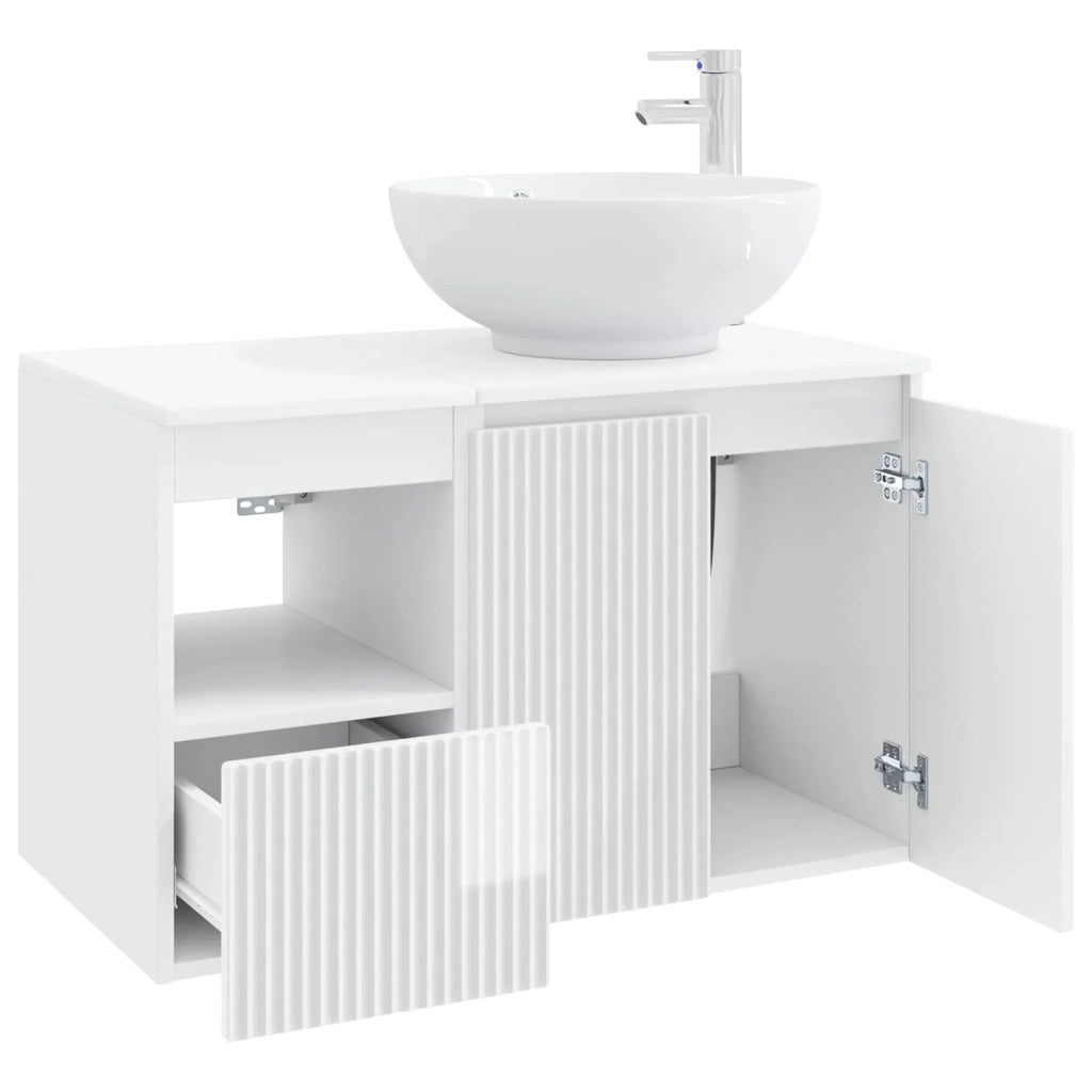 Set di mobili per il bagno 2 pz Bianco Lucido 3404088