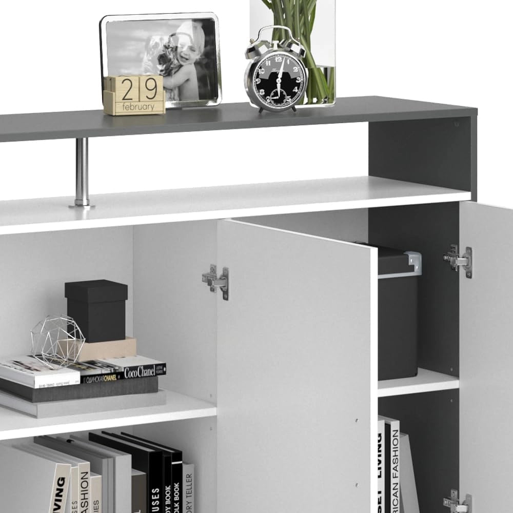 Credenza Amato, Bianco/antracite, 35 x 91.6 cm, per la conservazione di abbigliamento e oggetti per la casa