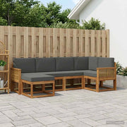 Set di divani da esterno 6 pz Naturale e Antracite Poliestere 3385358