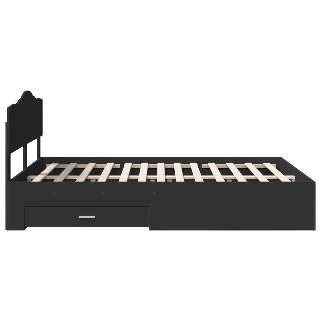 Letto matrimoniale | Letto per adulti | Struttura del letto Nero 140 x 190 cm Legno multistrato