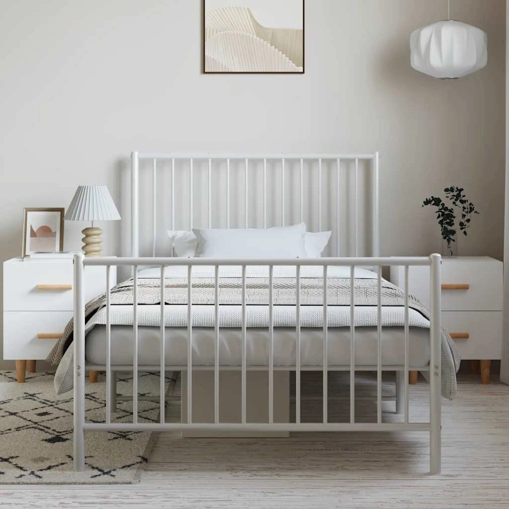 Giroletto con Testiera e Pediera Metallo Bianco 100x190 cmcod mxl 128550