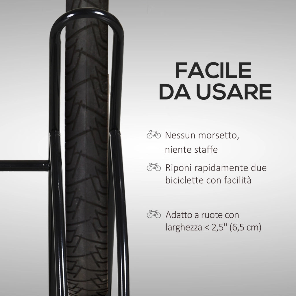 Portabiciclette da Terra per 2 Bici ¨C Zephmum ¨C Acciaio Nero 60x54x57cm