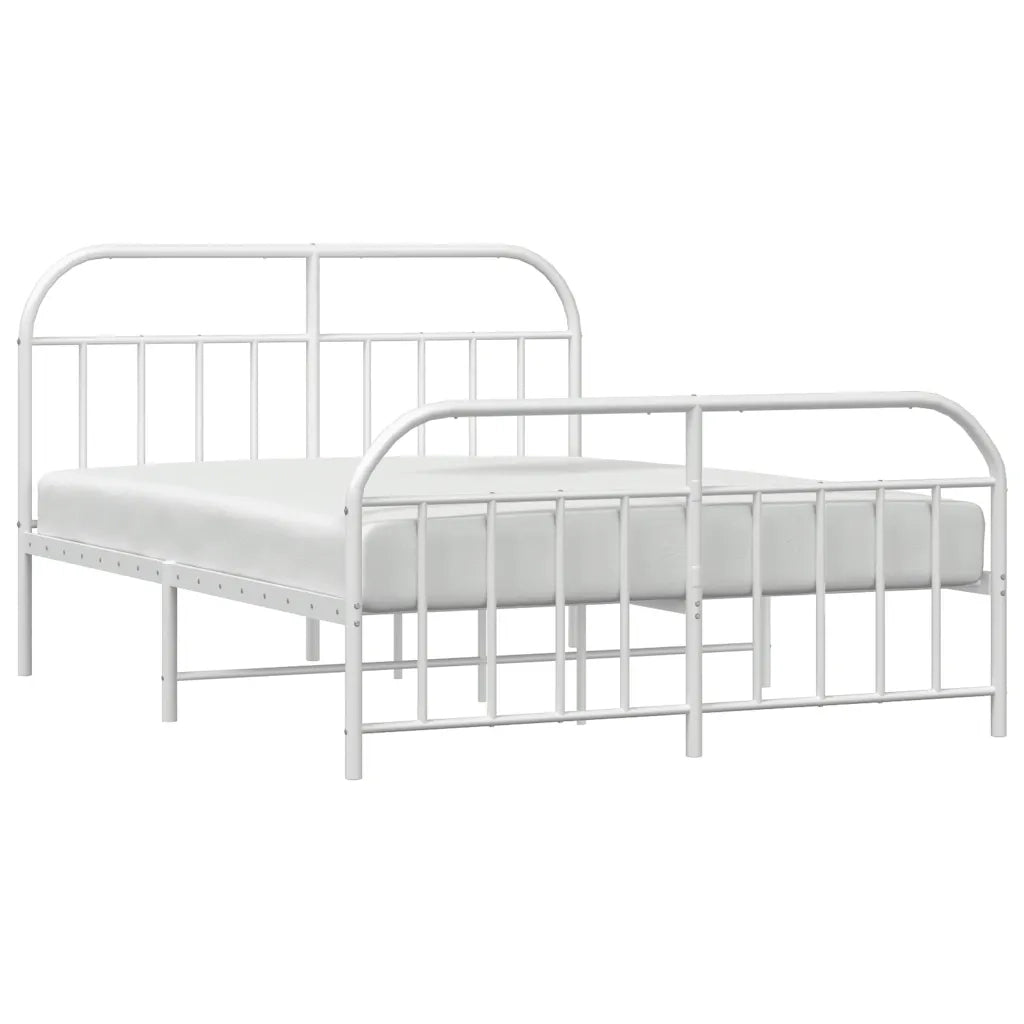 Letto matrimoniale | Letto per adulti | Giroletto con Testiera e Pediera Metallo Bianco 183x213 cm