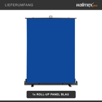 Fondale fotografico a rullo blu 155 x 200 cm, sfondo avvolgibile con supporto, sistema per studi fotografici, pannello ingualcibile per fotografia