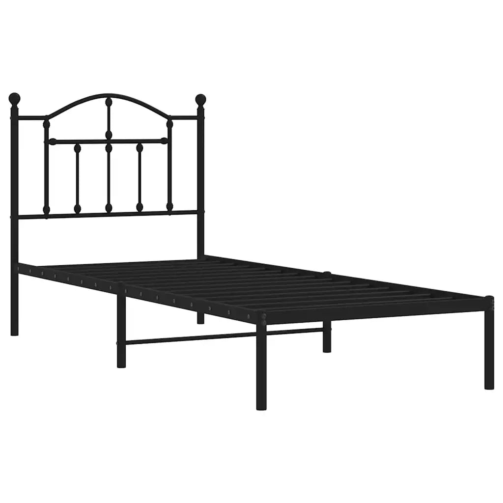 Giroletto con Testiera in Metallo Nero 90x190 cm 353431
