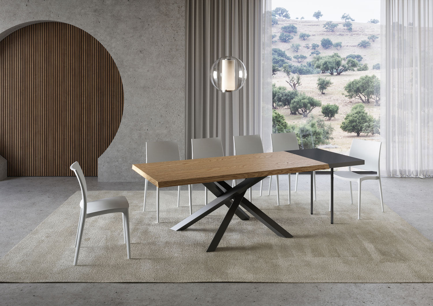 Tavolo Allungabile 180/230x90 cm Versalux Rovere Scortecciato Gambe Antracite