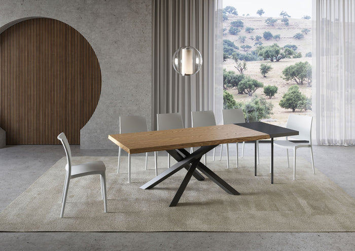 Tavolo Allungabile 180/230x90 cm Versalux Rovere Scortecciato Gambe Antracite