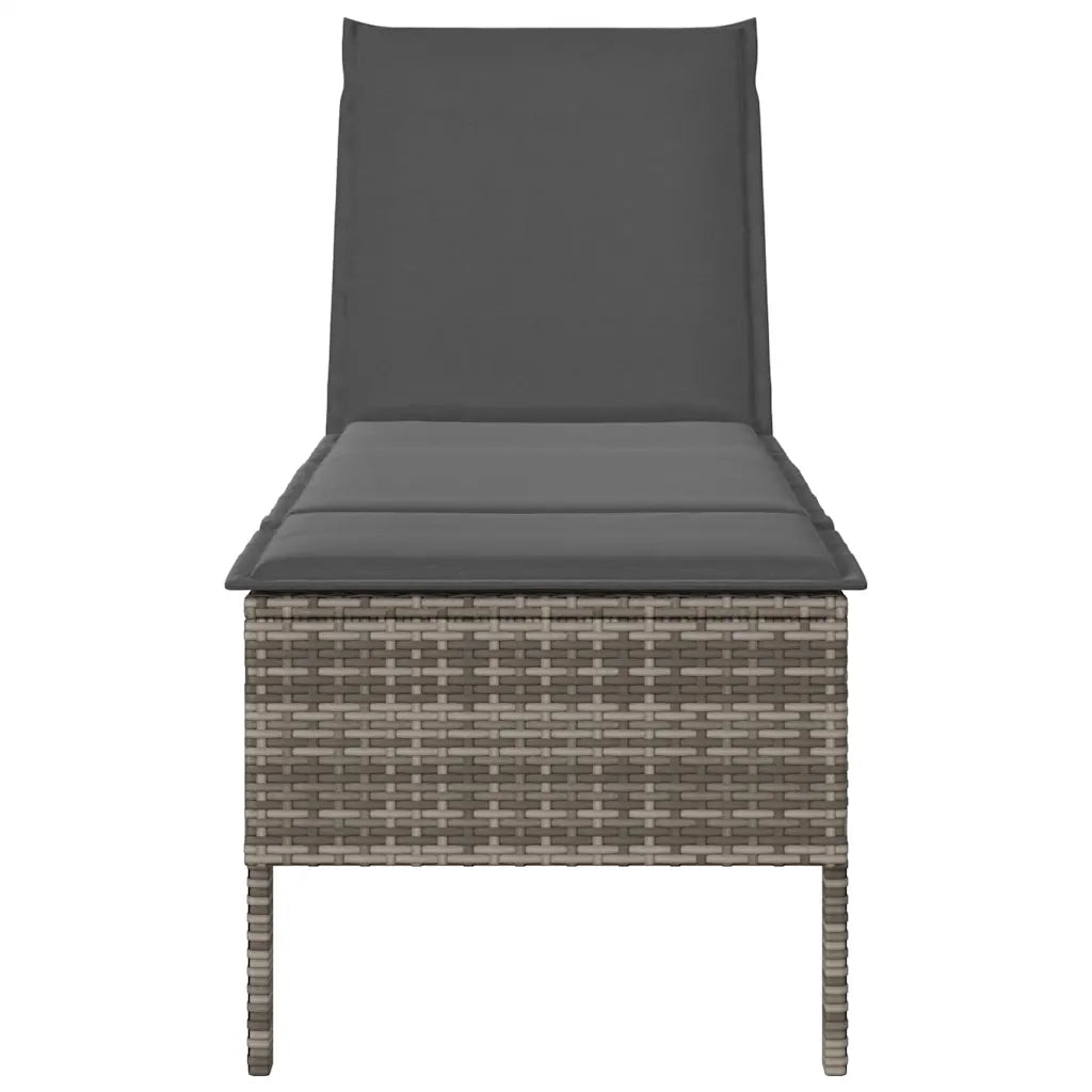 Lettino Prendisole con Cuscino Grigio 55x200x44cm in Polyrattan 4104102