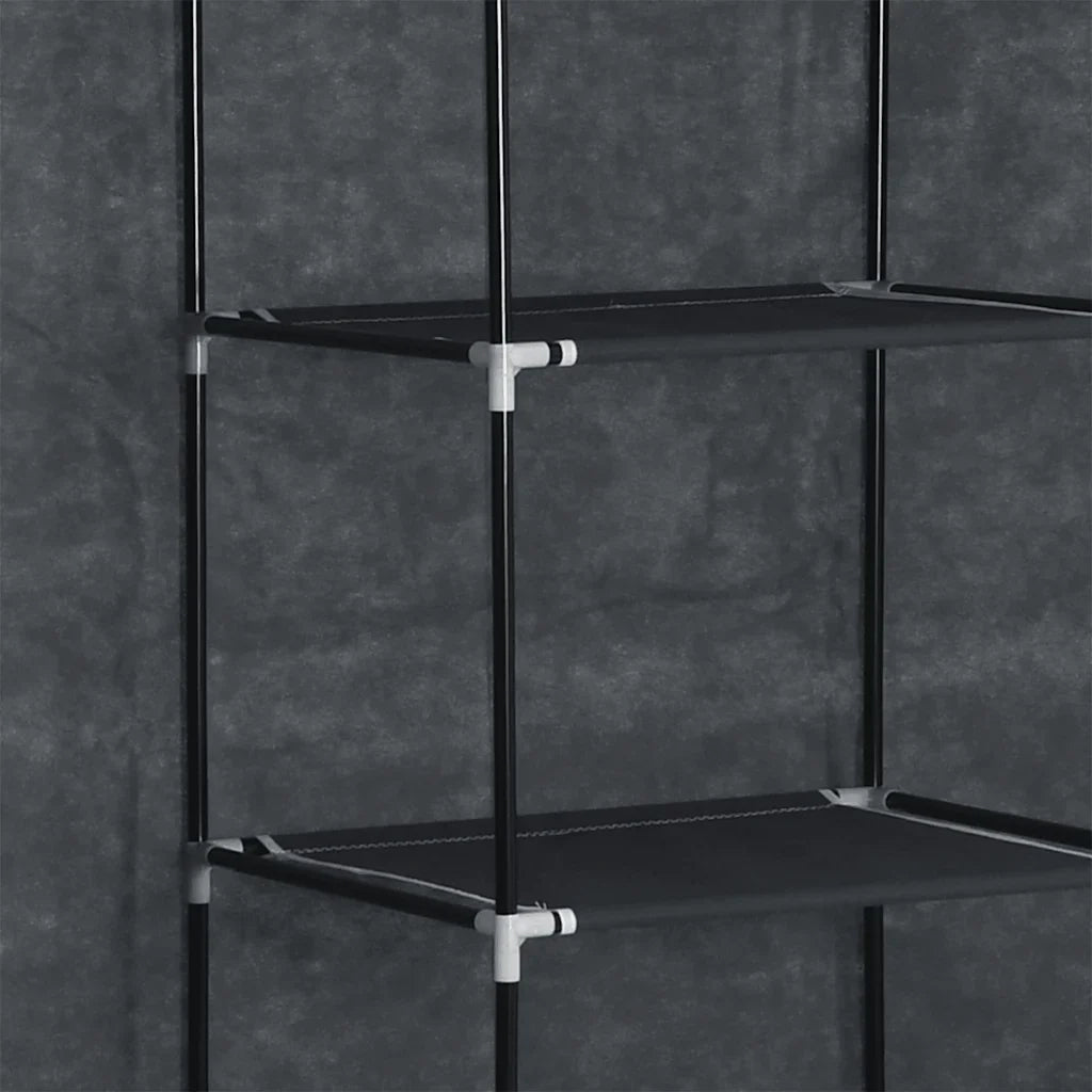 Armadio portatile con scomparti e barre 150 x 45 x 175 cm pratico e resistente in tessuto nero 02_0046443