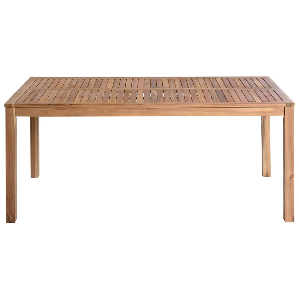 Set da pranzo da giardino Tavolo in legno di acacia marrone chiaro 180 x 90 cm 8 Sedie da esterno senza braccioli Stile rustico
