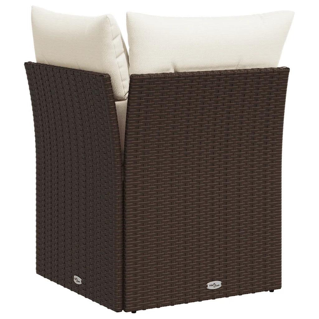 Divano Angolare da Giardino con Cuscini-Sofa da Giardino-Divanetto da esterno in Polyrattan Marrone 650445