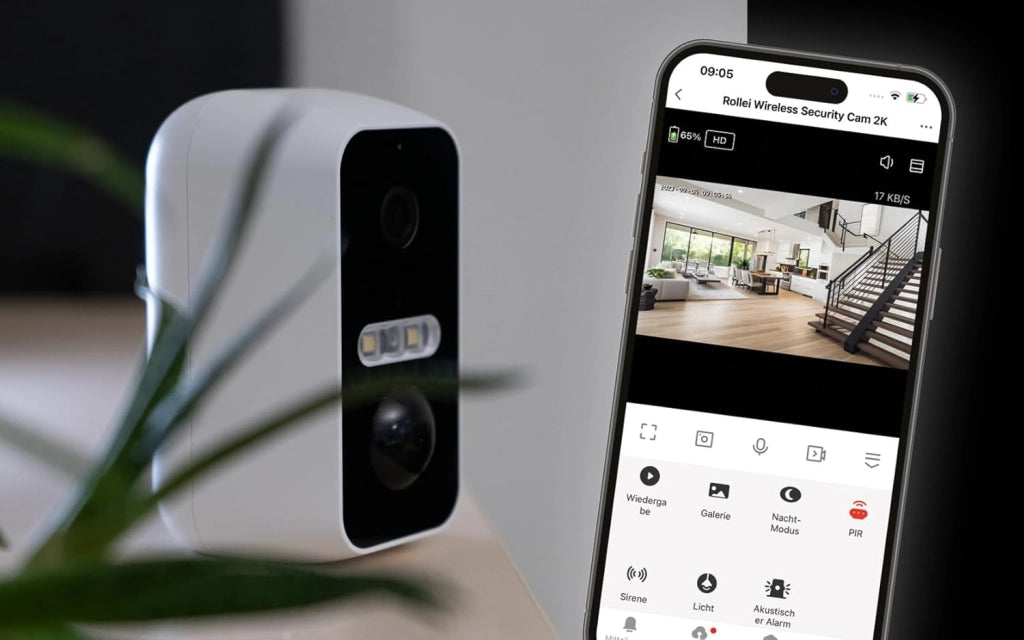 Wireless Security Cam 2K - Rilevamento di movimento, alimentazione wireless, controllo app e facile montaggio per monitoraggio ad alta risoluzione (esterno)