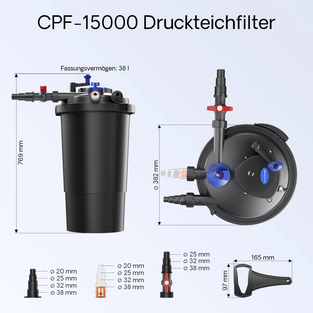 Set filtrante per laghetto CPF-15000 fino a 30000l UVC 18W Pompa NEO6000 Tubo
