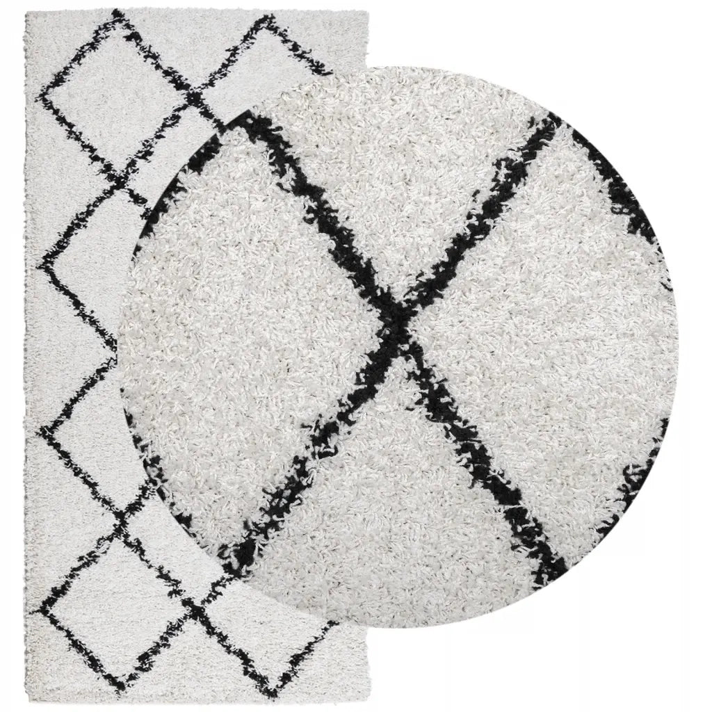 Tappeto Shaggy PAMPLONA a Pelo Lungo Crema e Nero 100x200 cm 375364