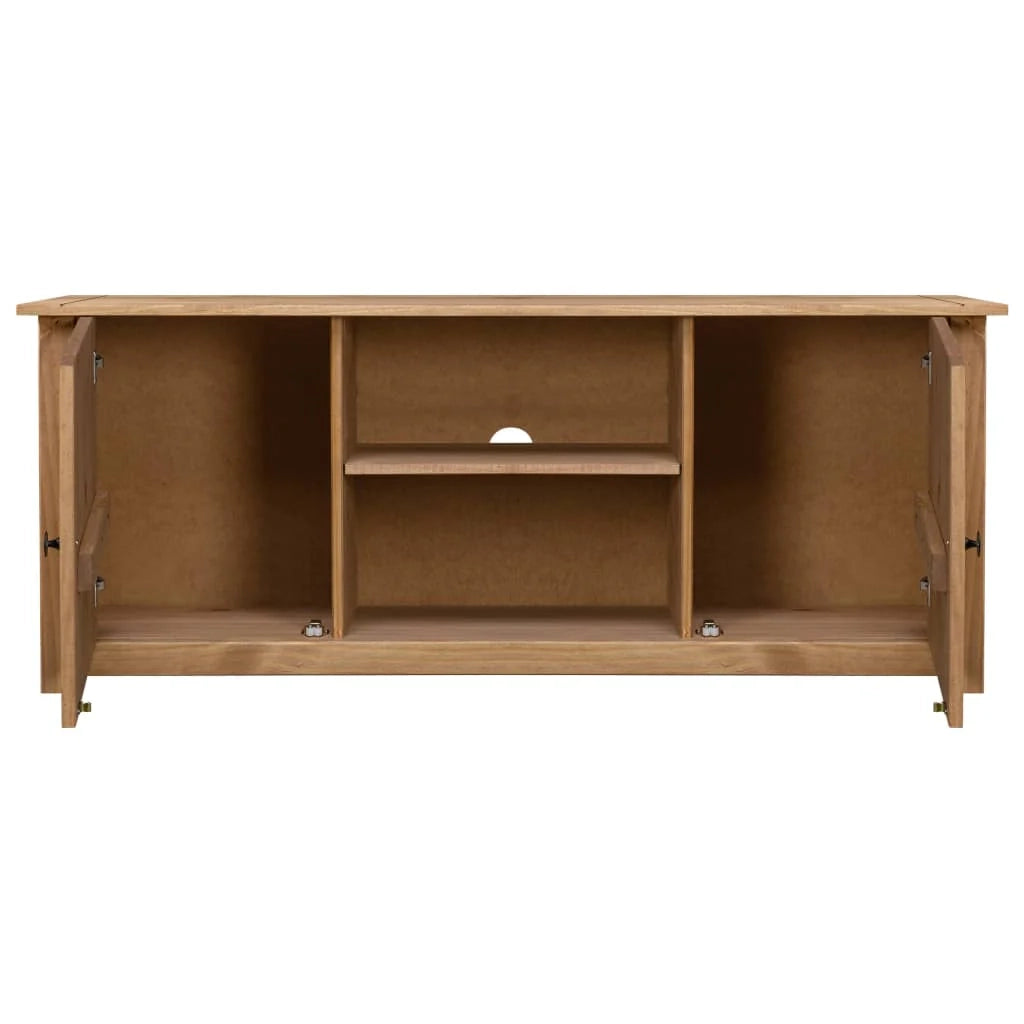 Mobile TV multimediale mensola per TV credenza per TV sala da pranzo soggiorno camera da letto 120 x 40 x 50 cm legno di pino massiccio gamma Panama marrone 02_0025872