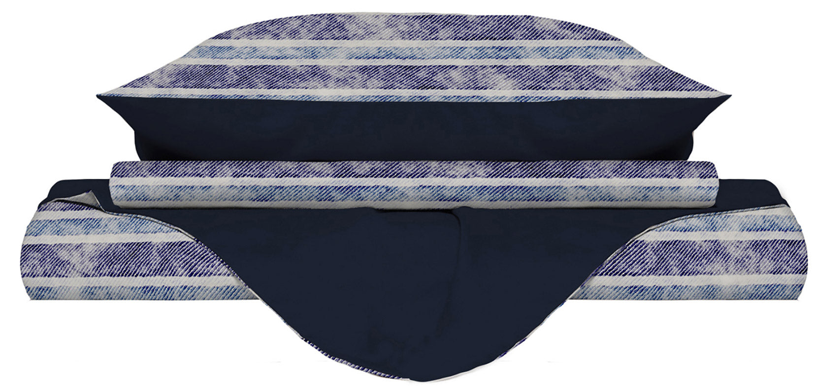 Copripiumino 1 Piazza e Mezzo con Stampa sul Sacco e Federe Doubleface Jeans Stripes