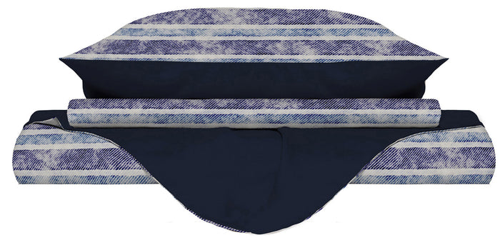 Copripiumino 1 Piazza e Mezzo con Stampa sul Sacco e Federe Doubleface Jeans Stripes