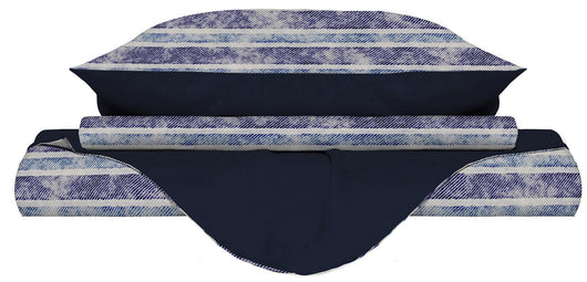 Copripiumino Singolo con Stampa sul Sacco e Federe Doubleface Jeans Stripes
