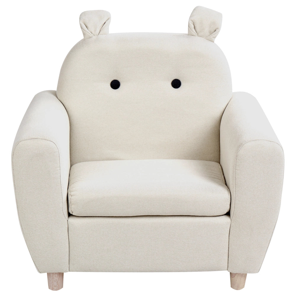 Sedia bianco sporco rivestita in lino con braccioli per bambini Design moderno