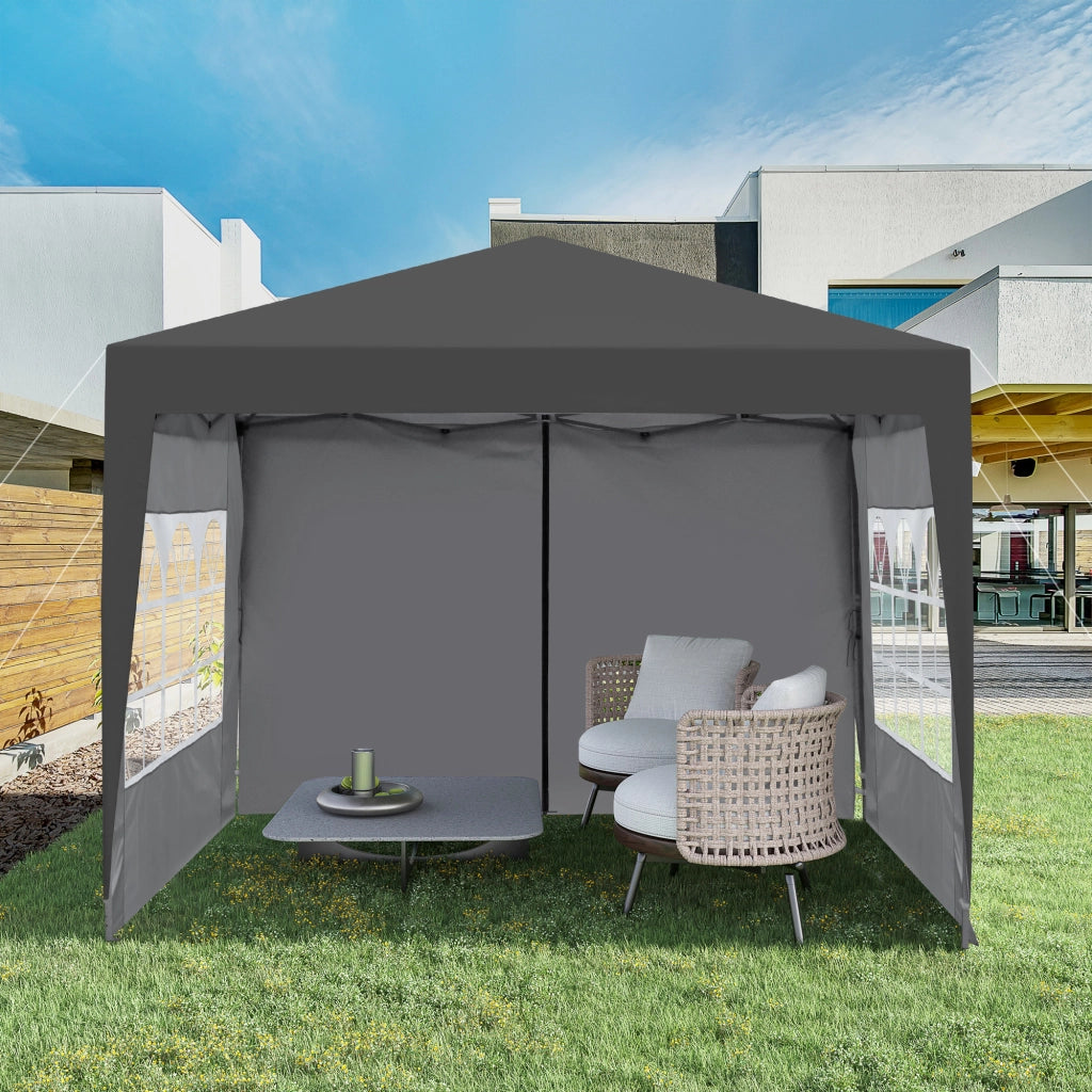 GAZEBO PIEGHEVOLE 3 x 3 m Nero con 4 pareti laterali e 4 sacchi di sabbia