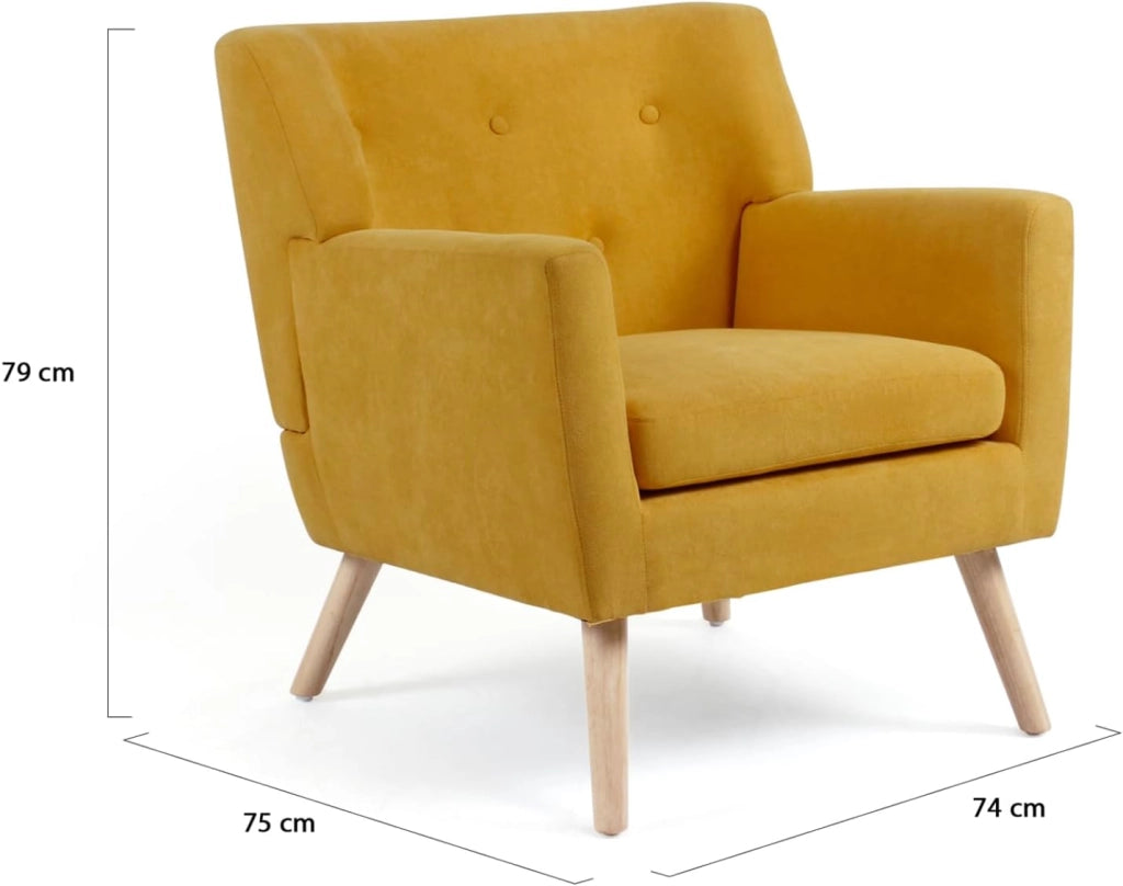 Poltrona scandinava in tessuto giallo senape LIV