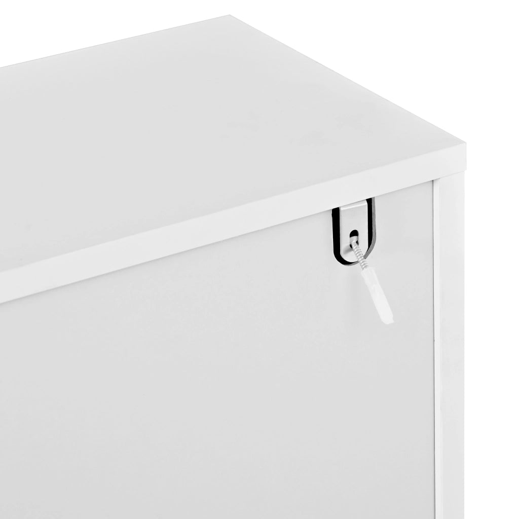Scarpiera stretta con 1 cassetto e 2 vani ribaltabili, 4 piedi metallici, per ingresso, bianco, 65 × 24 × 104 cm