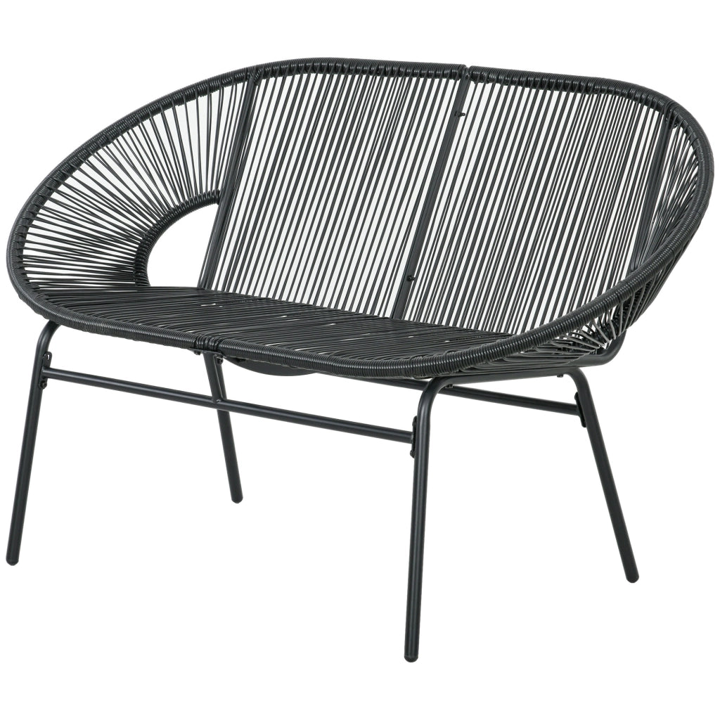 Poltrona Relax in Rattan Stile Boho ¨C Zephmum ¨C Nero 132x72x83 cm