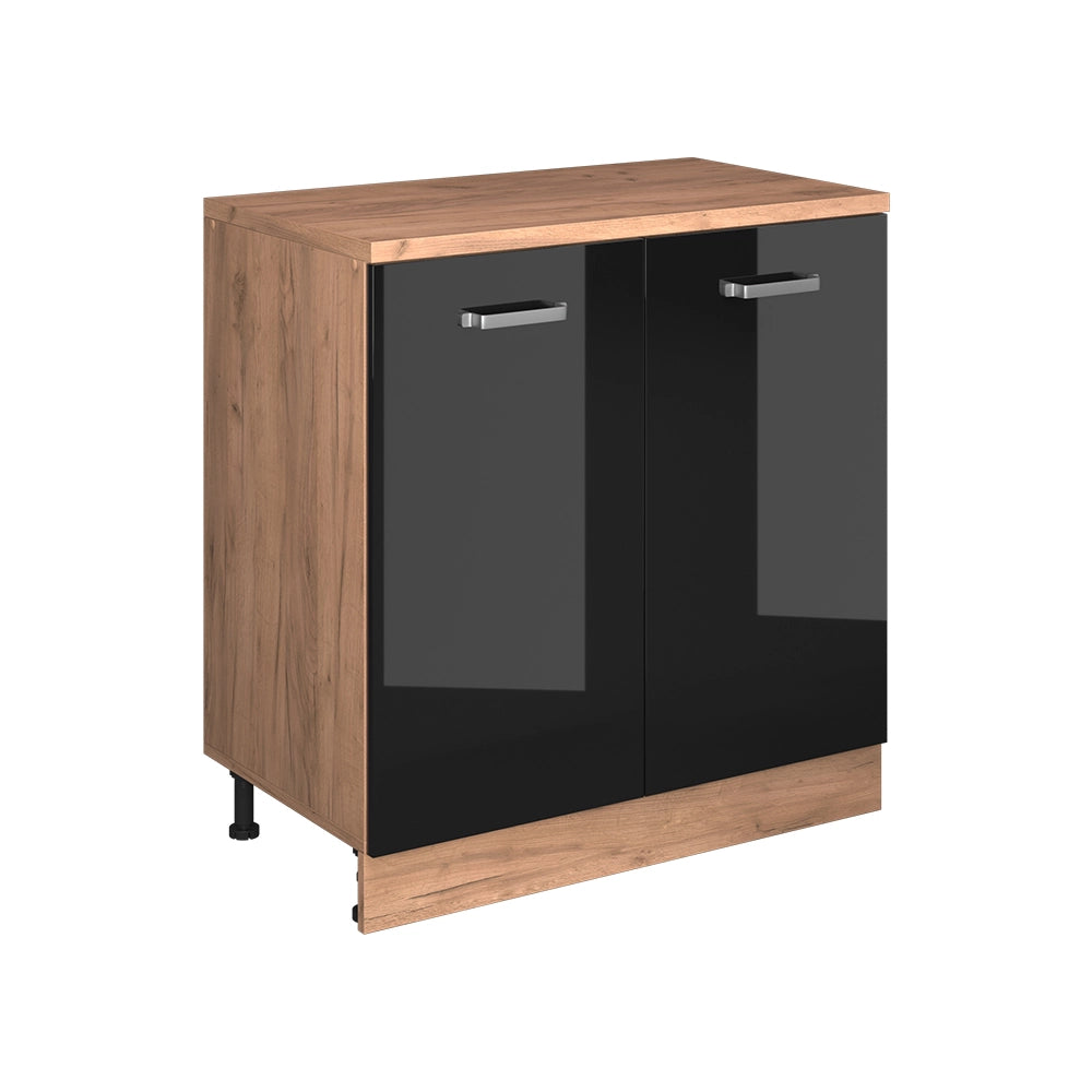 Mobile per mansarda Rion Nero lucido/Rovere dorato 80 x 83.8 cm senza inclinazione con 2 ante Vicco
