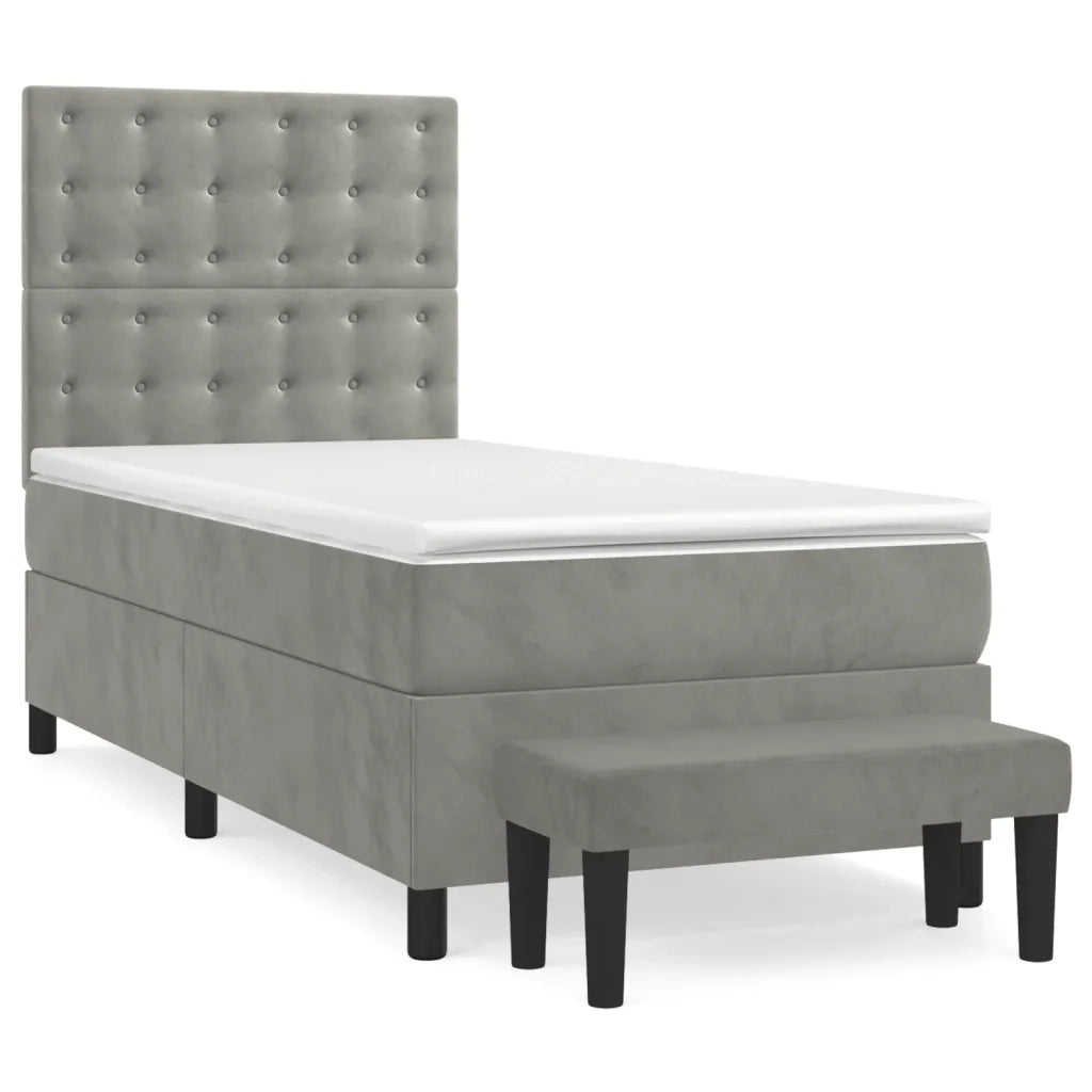 Giroletto a Molle con Materasso Grigio Chiaro 90x200 cm Velluto 3138061