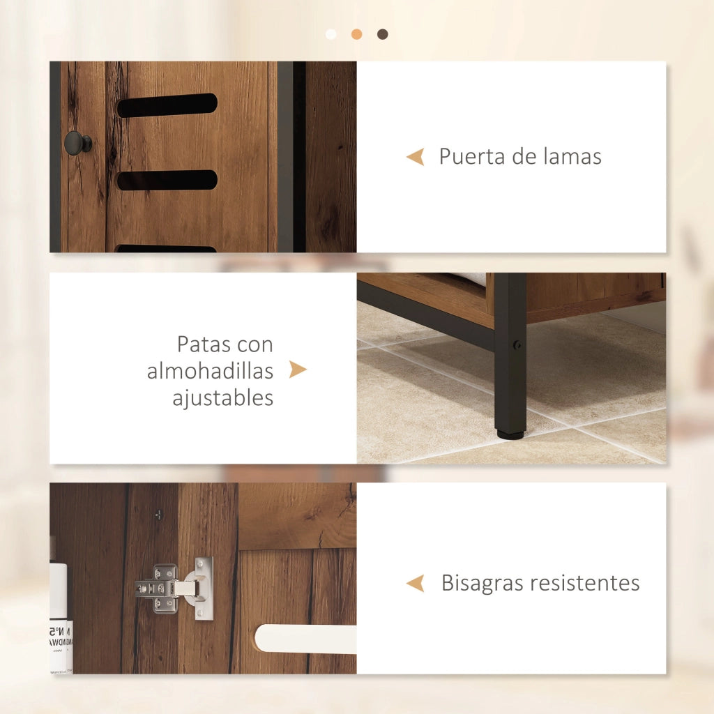 Colonna Bagno Stretto con Ante a Lame ¨C Zephmum ¨C Marrone R¨²stico 37x30x167 cm