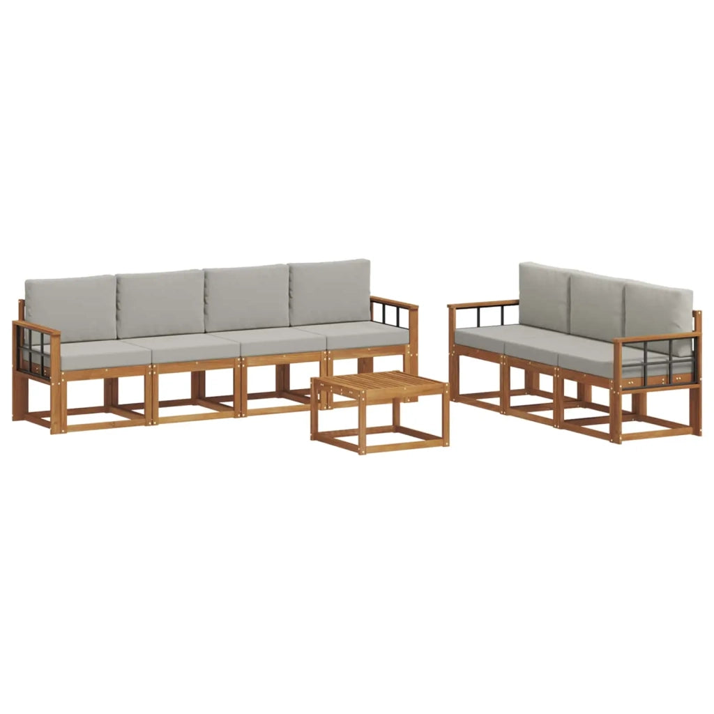 Set di divani da esterno 8 pcs Grigio Naturale e Chiaro