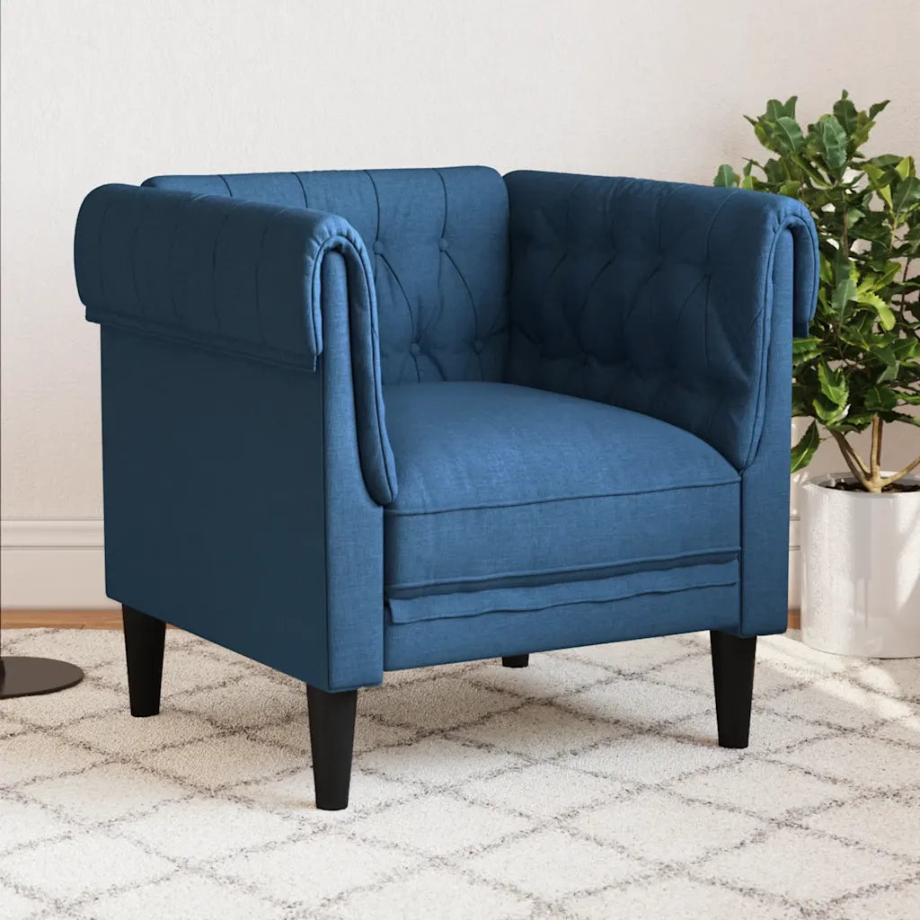 Divano Sedia-Poltrona Chesterfield Blu in Tessuto