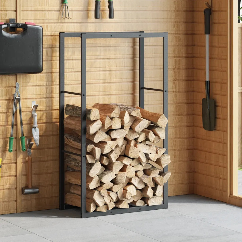 Rastrelliera per Legna da Ardere Nera 110x30x61 cm in Acciaio 4018466