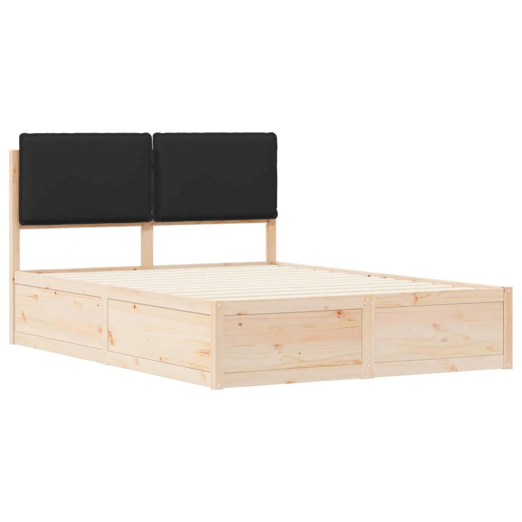 Letto con Testiera Rivestita Nero 160 x 200 cm Pino massello 3398116