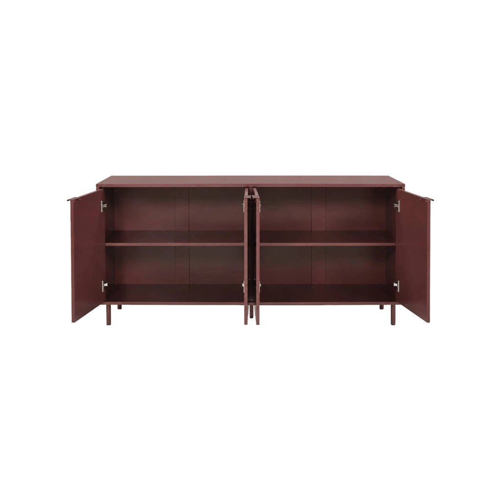 Credenza decorativa in legno e metallo 4 ante, 160cm, bordeaux