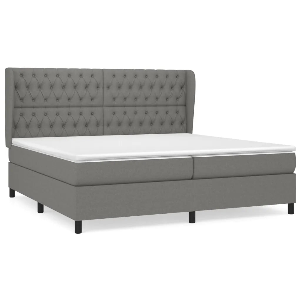 Giroletto a Molle con Materasso Grigio Scuro 200x200 cm Tessuto 3128230