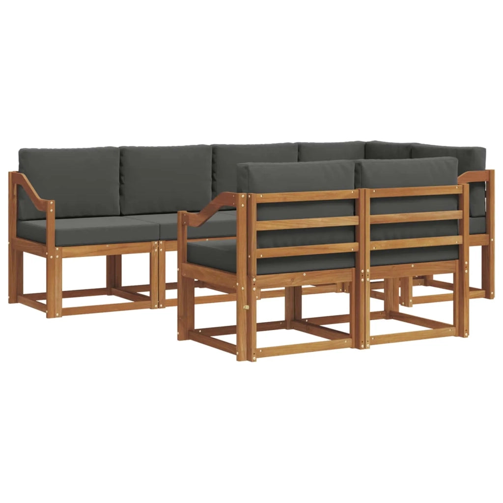 Set di divani da esterno con cuscino 7 pcs Naturale e Antracite