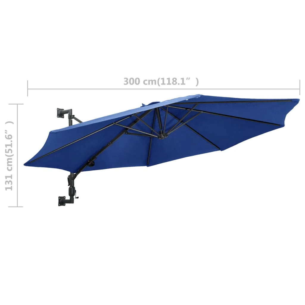 Ombrellone da parete con palo in metallo 300 cm blu 02_0008686