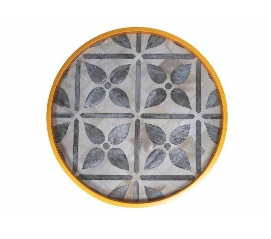 TAVOLINO TONDO IN LEGNO LACCATO 60 X 45 CM GREY FLOWER