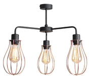 Lampadario loft Aldex Allegra nero/ottone metallo 3xE27