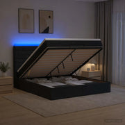 Letto Ottomano con Materasso e LED Nero 140 x 190 cm Tessuto 3457988