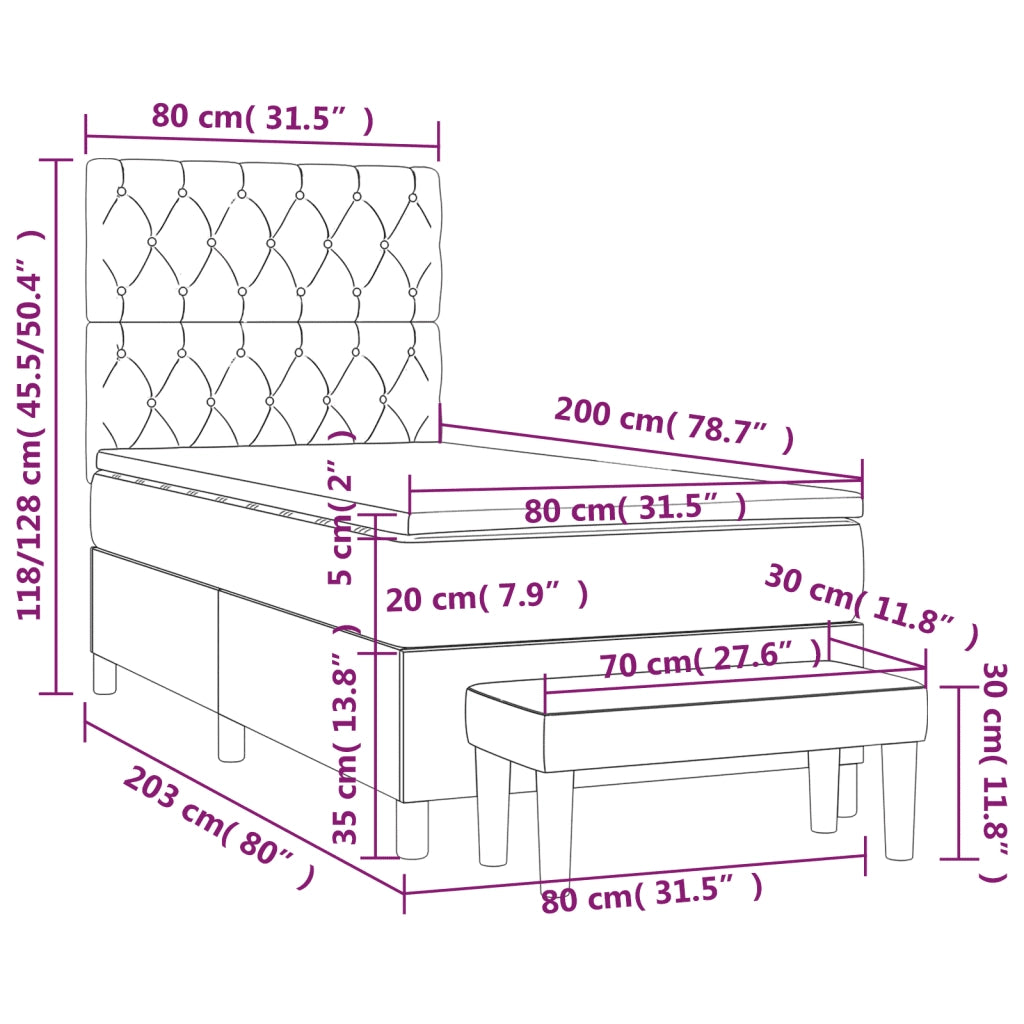 Giroletto a Molle con Materasso Marrone Scuro 80x200 cm Tessuto cod mxl 59446