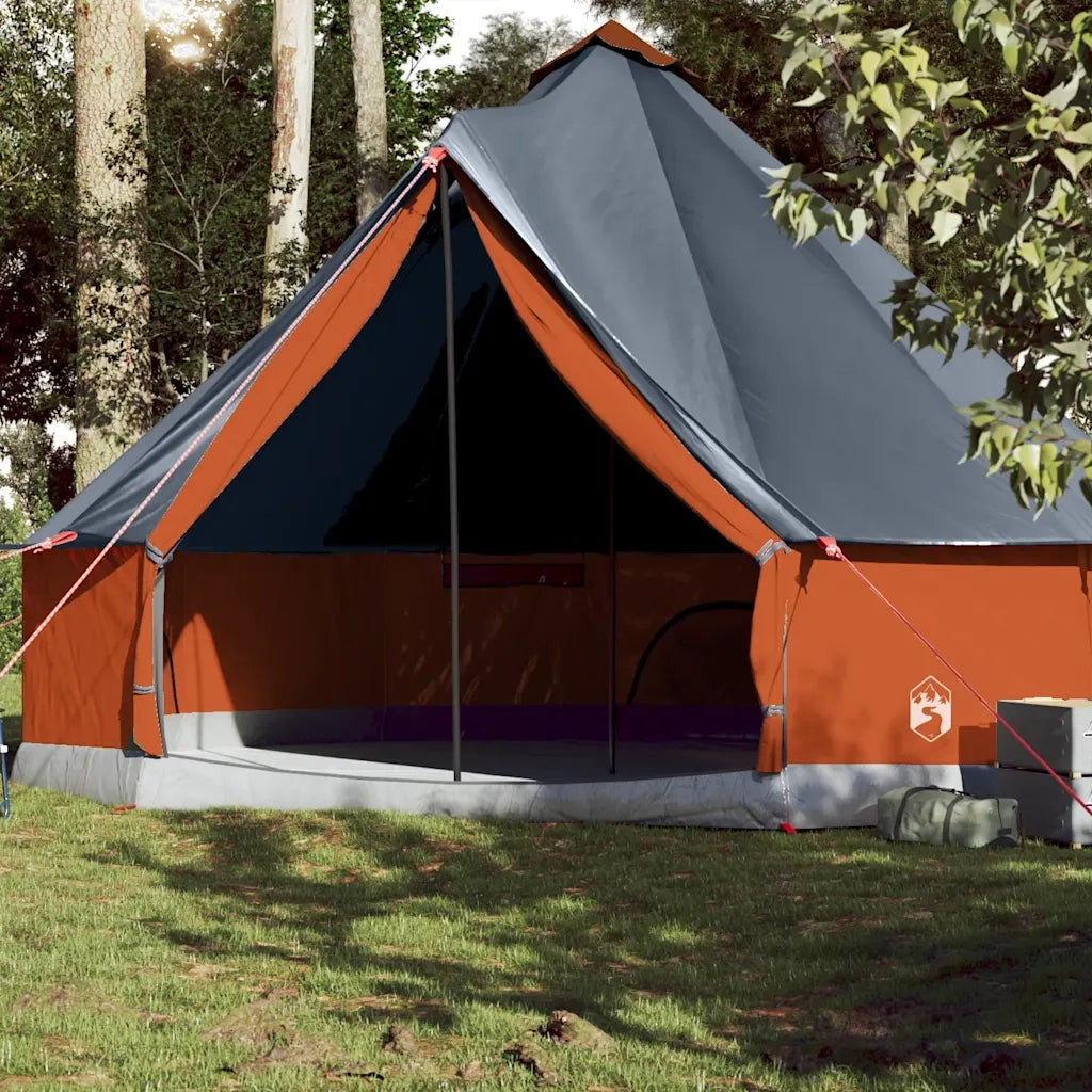 Tenda Familiare Tipi 10 Persone-Tenda da campeggio Grigia e Arancione Impermeabile